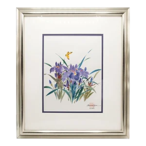 Caroline R. Young "Iris" Framed & Matted Original One of a Kind Painting W/Certificate of Authentication