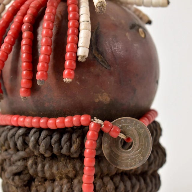 Brown Early 20th Century Nyamwezi Beaded Fertility Doll Gourd Tanzania For Sale - Image 8 of 10