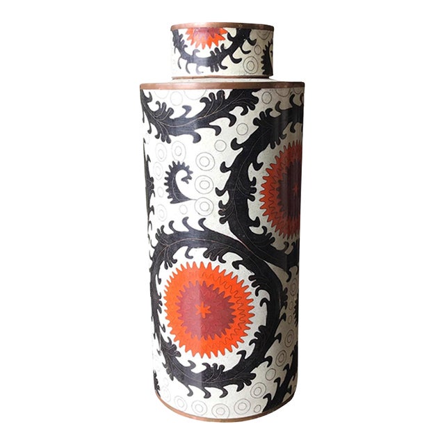 Vintage Fabienne Jouvin Paris Ouzbek Cloisonné Tea Canister - Large For Sale