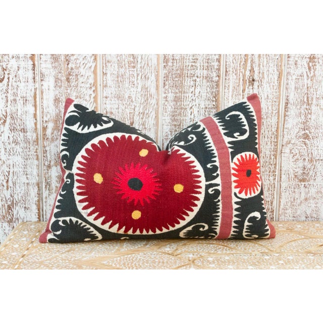 Textile Zafara Bukhara Suzani Lumbar Pillow For Sale - Image 7 of 10