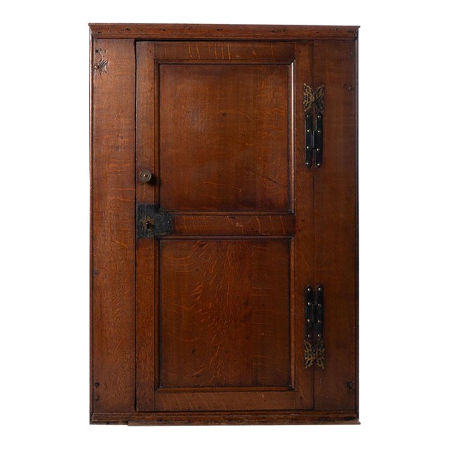 Late 19th Century Small English Oak Corner Cupboard For Sale