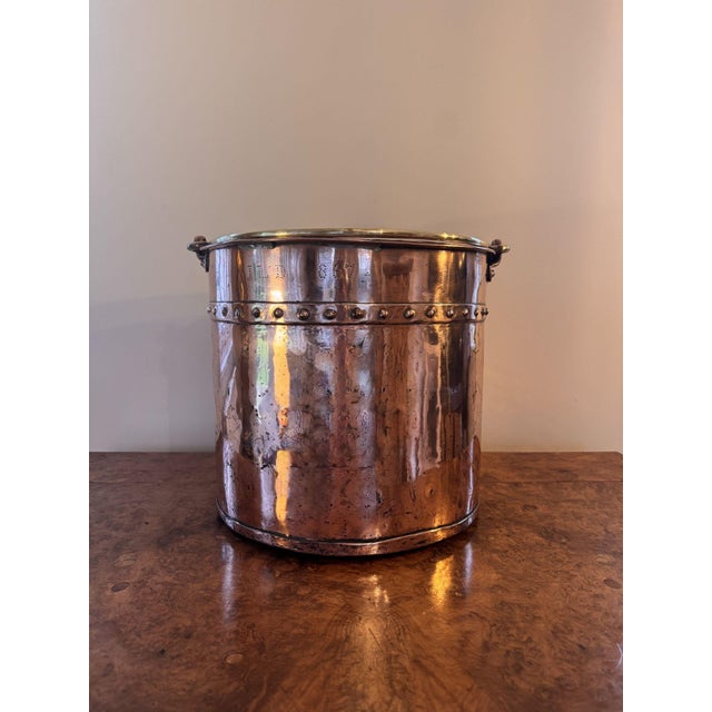 Metal Antique Victorian Copper Coal Bucket, 1860 For Sale - Image 7 of 7