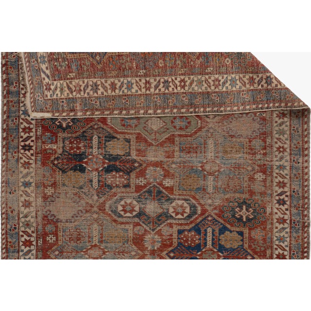 Antique Circa 1890 Red Lightly Distressed Caucasian Shirvan Hand Woven Rug 5ft 3in X 10ft For Sale - Image 12 of 16