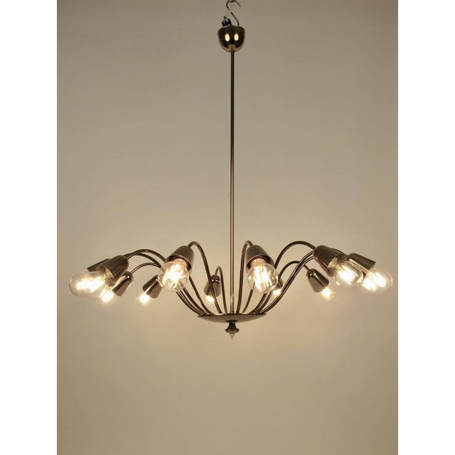 Metal Mid-Century Brass Chandelier from Rupert Nikoll, Austria, 1961 For Sale - Image 7 of 16
