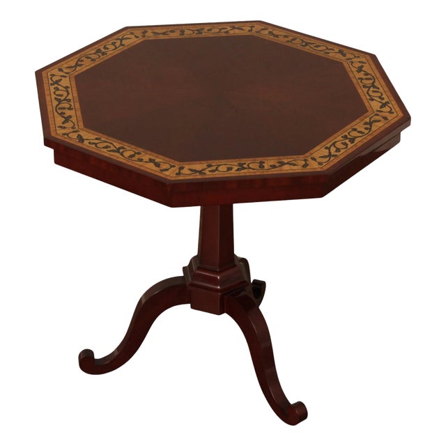 Kindel Furniture Inlaid Mahogany Pedestal Side Table For Sale