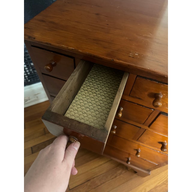 English Antique English Country Style 13-Drawer Chest in Warm Wood Finish For Sale - Image 3 of 8
