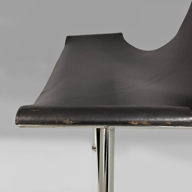 Italian Modern Leather T Chairs attributed to Katavolos, Littell and Kelley for ICF, 1960s, Set of 4 For Sale - Image 10 of 18