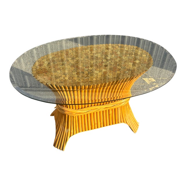 Late 20th Century McGuire Style Sheaf of Wheat Dining Table For Sale
