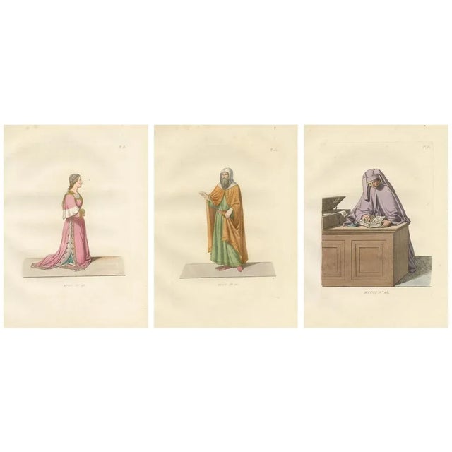 Florentine Grace and Jewish Scholar and Renaissance Notary in Costume, 1845, Paper, Set of 3 For Sale - Image 11 of 11