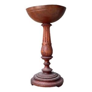 Vintage Carved Wood Pedestal Bowl