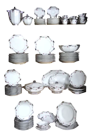 Art Deco Porcelain Dinner Service, 1930s, Set of 113