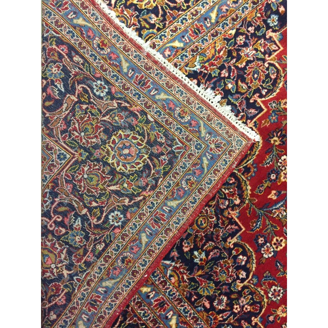 Red Vintage Red Kashan Hand Woven Rug 10ft 4in X 14ft 5in For Sale - Image 8 of 8