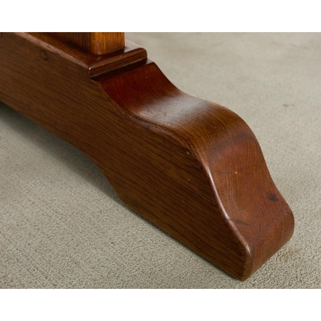 Monumental Country French Oak Farmhouse Triple Pedestal Dining Table For Sale - Image 9 of 18