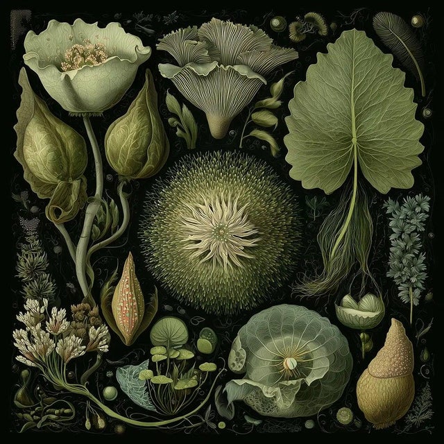 Set of 15 - 90' X 54' Evergreen Organic Modern Gallery Wall Installation Botanical Prints - Dark Green, Unframed For Sale - Image 9 of 17