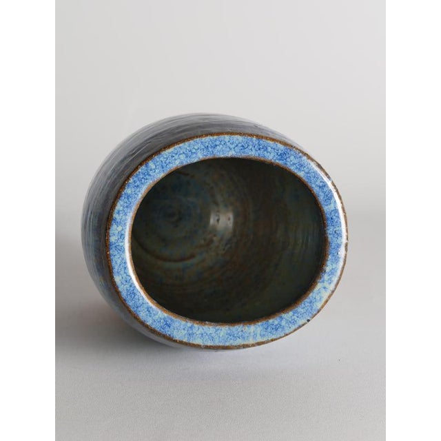 Blue Glazed Studio Pottery Vase by Michael Andersen & Son for Bornholm, Denmark, 1960s For Sale - Image 12 of 13