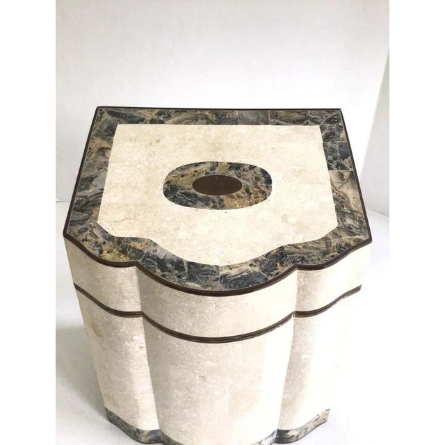 Metal 1980s Tesellated Stone and Brass Inlayed Tall Box For Sale - Image 7 of 10
