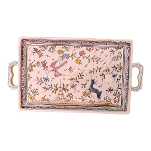 Vintage Bernardos Hand-Painted Portuguese Ceramic Tray — Faience Folk Art Decor