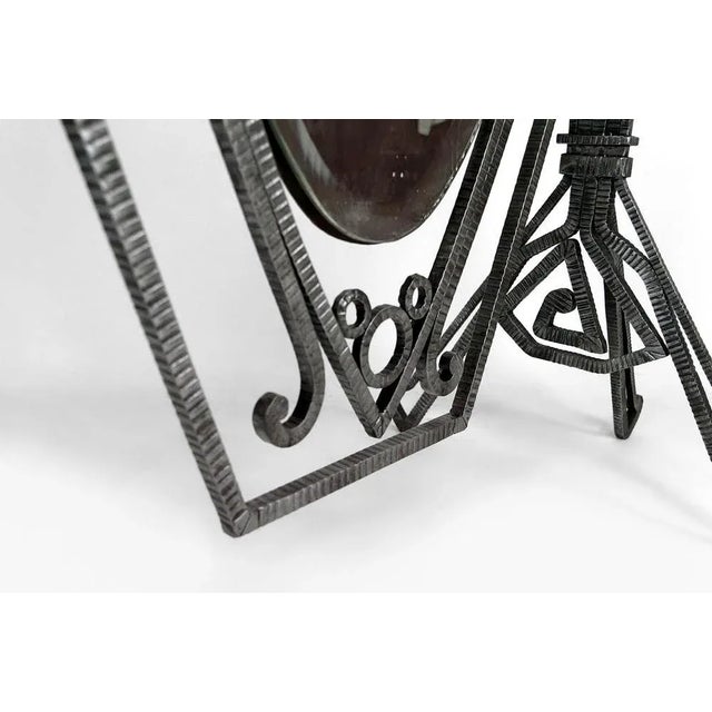 Vintage Art Deco Floor Mirror in Wrought Iron by Edgar-William Brandt, 1920 For Sale - Image 12 of 13