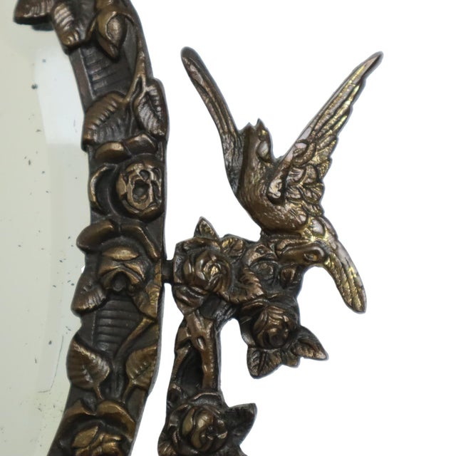 Brown Vintage Art Nouveau Tabletop Vanity Mirror in Gilt Bronze, 1920s For Sale - Image 8 of 11