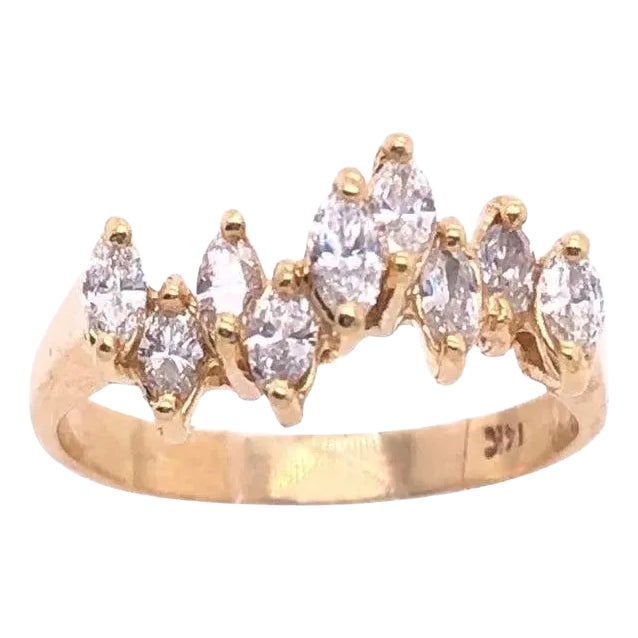 14 Karat Yellow Gold Wedding Bridal Ring With Marquise Diamonds For Sale