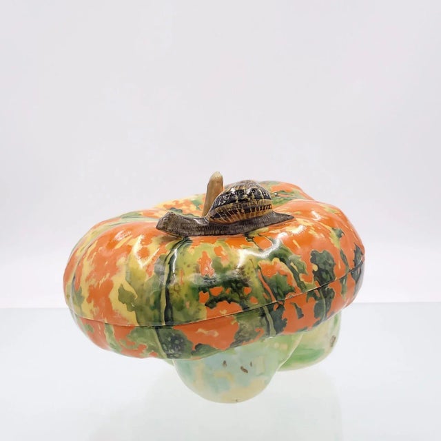 A porcelain pumpkin small box, circa 1950.