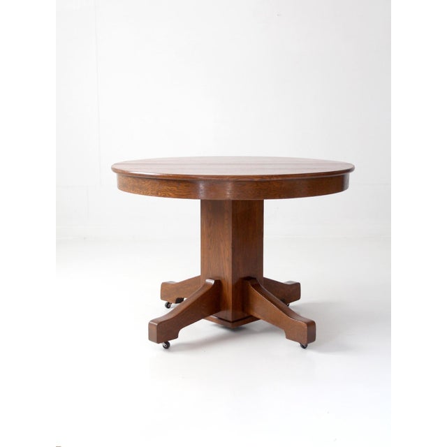 Antique Arts & Crafts Oak Pedestal Dining Table For Sale - Image 18 of 18