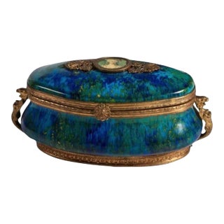 Early 20th Century Paul Milet Sevres Porcelain Dresser Box With Gilt Metal Mounts For Sale