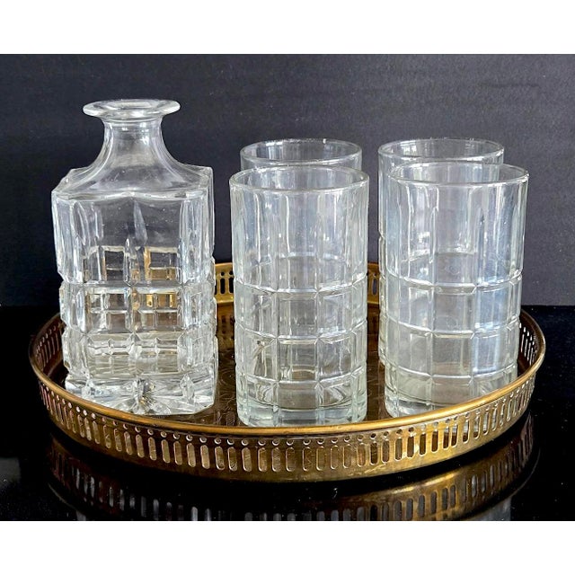 1960s Vintage Anchor Hocking 12 Oz Flat Tumbler Tartan (Manchester) Clear, Set of 4 For Sale - Image 5 of 8