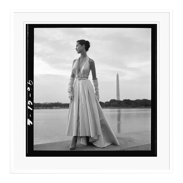Washington Monument Fashion Shoot 1949 by Toni Frissell White Framed For Sale