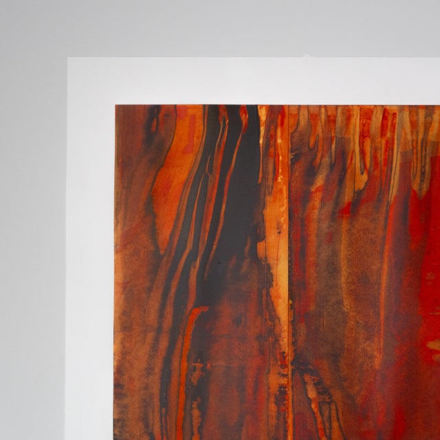 Contemporary Original Large Abstract Blue & Burnt Orange Split Composition Painting on Paper by Casey R. Klein For Sale - Image 3 of 9