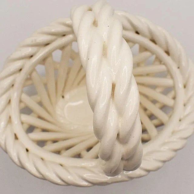White Trompe l'Oeil Ceramic Italian Basket For Sale - Image 4 of 8