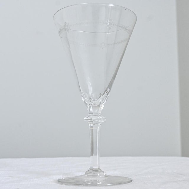 Vintage Belgian Etched Crystal Martini & Cocktail Glasses - Set of 38 For Sale - Image 10 of 11