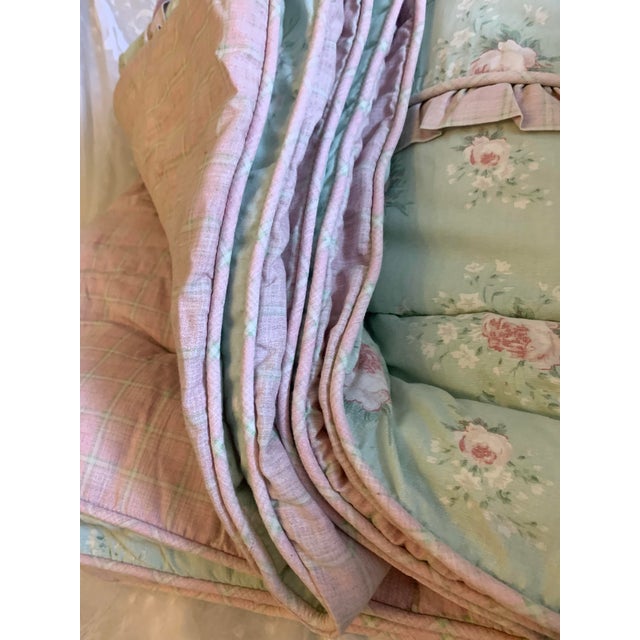 Textile Vintage Laura Ashley Rosemoor Ruffles Twin Comforter Cover, Pink Roses Rosebuds For Sale - Image 7 of 12