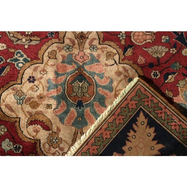 1910s Hand-Knotted Antique Shahrestan Rug in Red and Beige-Brown Floral Pattern For Sale - Image 5 of 5