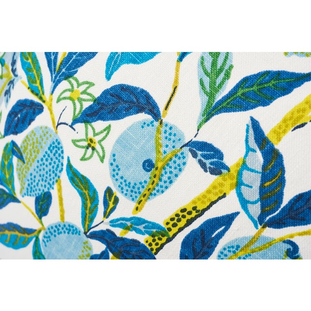 Schumacher Double Sided Pillow In Citrus Garden Pool Blue Linen