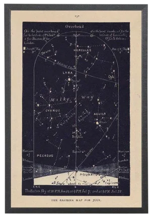 Navy Eastern Star Map in Black Shadowbox 12 1/8x 17 1/8