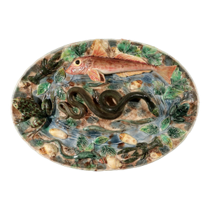 Late 19th Century French Majolica Palissy Dish, Longchamp