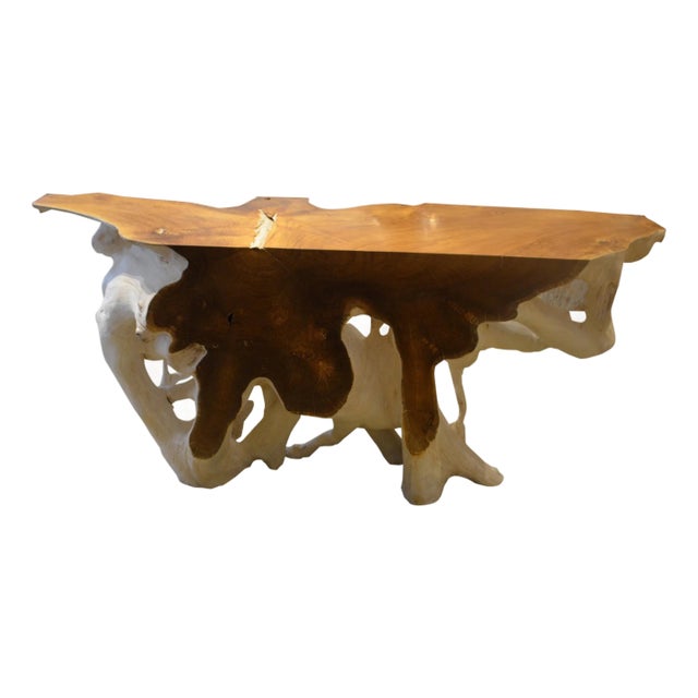 Andrianna Shamaris Two-Toned Organic Teak Wood Console For Sale