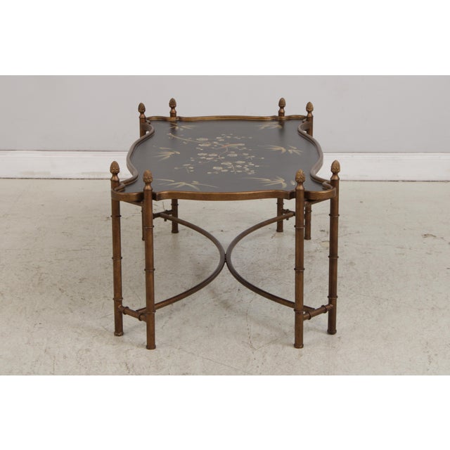 Stunning Bamboo Form Hand Painted Bird Motif Coffee Table For Sale - Image 4 of 18