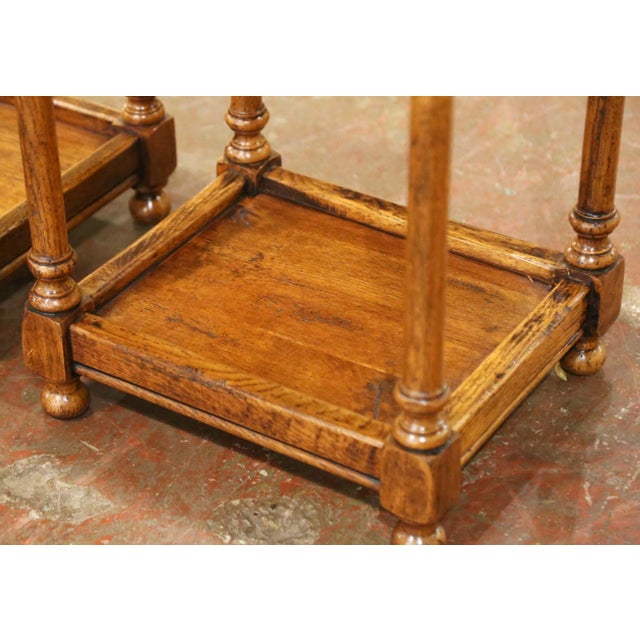 Pair of Mid-Century French Louis XIII Style Normandy Oak Side Tables For Sale - Image 11 of 15