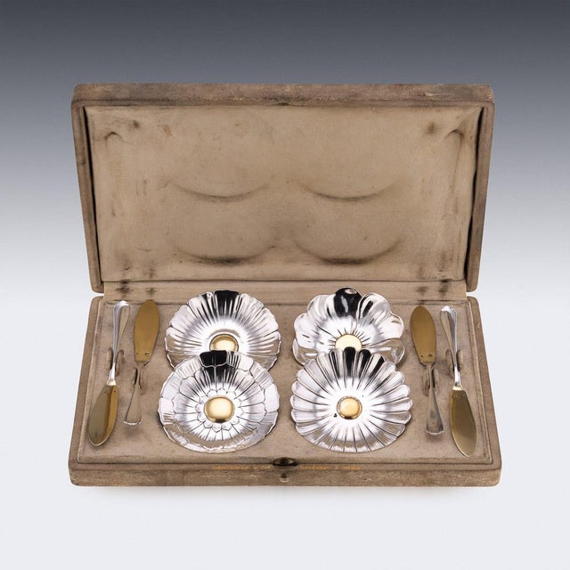 Antique 20th Century French Silver Butter Dishes from Christofle, Paris, 1890s, Set of 8 For Sale - Image 3 of 18