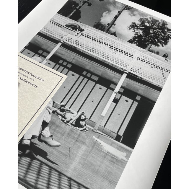 "David Hockney, Piscine Royale, Paris 1975" Vintage Silver Gelatin Print by Helmut Newton For Sale - Image 4 of 7