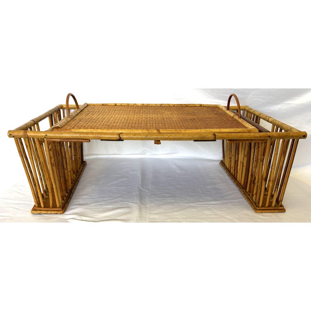 Wood 1970's Bamboo Bedroom Tilt Top Tray Table Made in Hong Kong For Sale - Image 7 of 17