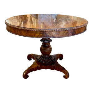 Italian Flame Mahogany Carved Center Table