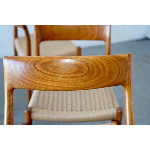 1960s Set of 6 Danish Modern Niels Otto Møller Rosewood Papercord Dining Chairs Models 57 & 77 For Sale - Image 13 of 17