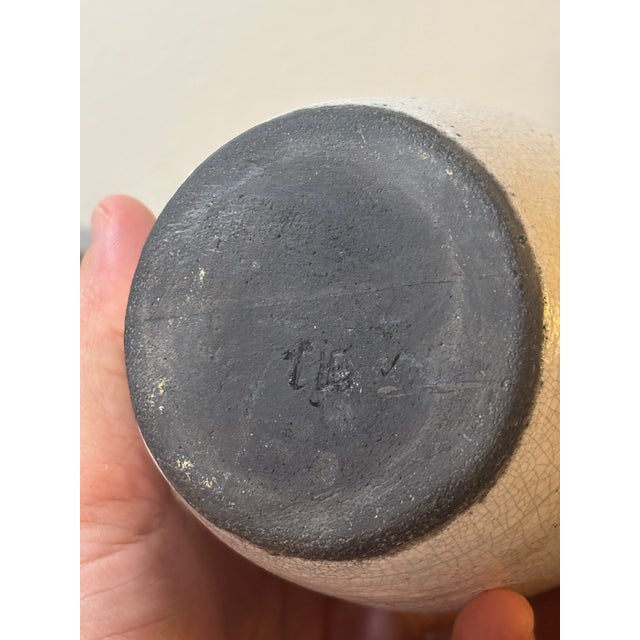 Vintage Mid-Century Modern Studio Ceramic Crackle Glaze Vase Signed For Sale In Miami - Image 6 of 6
