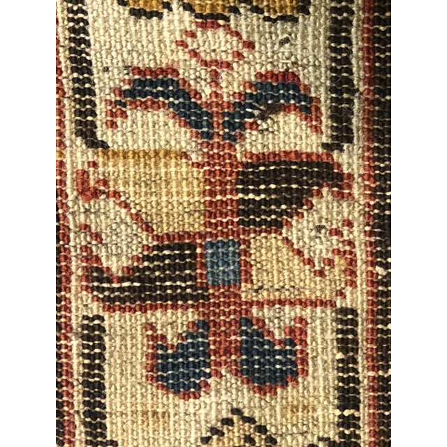 19th-Century Dark Blue & White Boteh and Birds Caucasus Runner Rug, 1890s For Sale - Image 15 of 17