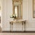 Wood Italian Neoclassical Louis XVI Demilune Marble Top Console Table & Mirror For Sale - Image 7 of 7