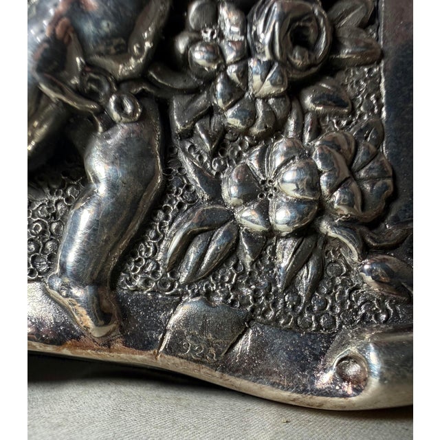 Vintage Ornate Sterling Silver 925 Figural Cherub Putti Picture Photograph Frame For Sale - Image 17 of 18