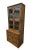 1970s 1970s Vintage Oak Wood Bros Jacobean Cabinet Leaded Glass Hutch Bookshelf Old Charm For Sale - Image 5 of 12